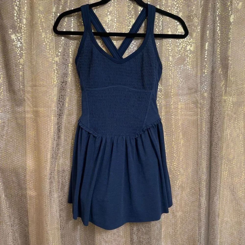Free People Movement Smockin Hot Navy Blue Dress Shorts Small NWOT